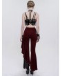 Eva Lady Wine Red Gothic Vintage Lace Flower Long Flared Trousers for Women