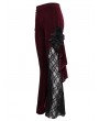 Eva Lady Wine Red Gothic Vintage Lace Flower Long Flared Trousers for Women