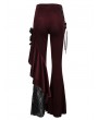 Eva Lady Wine Red Gothic Vintage Lace Flower Long Flared Trousers for Women