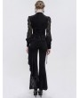 Eva Lady Black Sexy Gothic Lace Velvet Ruffle Long Sleeve Shirt for Women