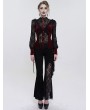 Eva Lady Wine Red Sexy Gothic Lace Velvet Ruffle Long Sleeve Shirt for Women