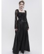 Eva Lady Black Elegant Gothic Retro Lace Appliqued Long Party Dress