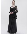 Eva Lady Black Elegant Gothic Retro Lace Appliqued Long Party Dress