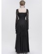 Eva Lady Black Elegant Gothic Retro Lace Appliqued Long Party Dress