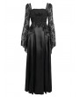 Eva Lady Black Elegant Gothic Retro Lace Appliqued Long Party Dress