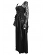 Eva Lady Black Elegant Gothic Retro Lace Appliqued Long Party Dress