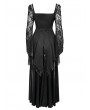 Eva Lady Black Elegant Gothic Retro Lace Appliqued Long Party Dress