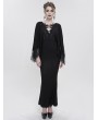 Eva Lady Black Elegant Gothic Lace Cape Long Mermaid Dress