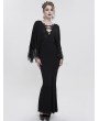 Eva Lady Black Elegant Gothic Lace Cape Long Mermaid Dress