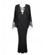 Eva Lady Black Elegant Gothic Lace Cape Long Mermaid Dress