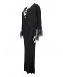 Eva Lady Black Elegant Gothic Lace Cape Long Mermaid Dress