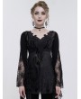 Eva Lady Black Gothic Lace Tasseled Long Trumpet Sleeve Shirt for Women