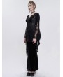 Eva Lady Black Gothic Lace Tasseled Long Trumpet Sleeve Shirt for Women