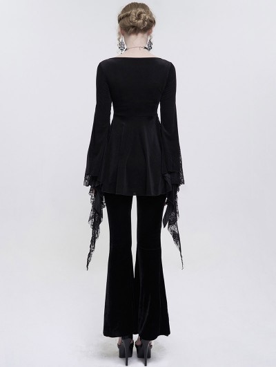 Eva Lady Black Gothic Lace Tasseled Long Trumpet Sleeve