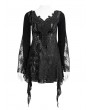 Eva Lady Black Gothic Lace Tasseled Long Trumpet Sleeve Shirt for Women