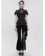 Eva Lady Black Vintage Gothic Lace Short Sleeve Slim Shirt for Women