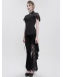Eva Lady Black Vintage Gothic Lace Short Sleeve Slim Shirt for Women