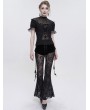 Eva Lady Black Sexy Gothic Short Sleeve Daily Wear Shirt for Women