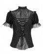 Eva Lady Black Sexy Gothic Short Sleeve Daily Wear Shirt for Women