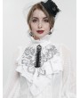 Devil Fashion White and Black Vintage Gothic Victorian Ruffled Jabot Necktie for Women