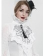 Devil Fashion White and Black Vintage Gothic Victorian Ruffled Jabot Necktie for Women