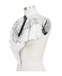 Devil Fashion White and Black Vintage Gothic Victorian Ruffled Jabot Necktie for Women