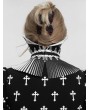 Devil Fashion Black and White Gothic Retro Pleated Stand Collar for Women