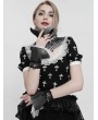 Devil Fashion Black and White Gothic Lace Pleated Flared Gloves for Women