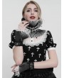 Devil Fashion Black and White Gothic Lace Pleated Flared Gloves for Women