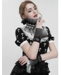 Devil Fashion Black and White Gothic Lace Pleated Flared Gloves for Women