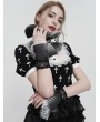 Devil Fashion Black and White Gothic Lace Pleated Flared Gloves for Women