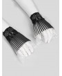 Devil Fashion Black and White Gothic Lace Pleated Flared Gloves for Women