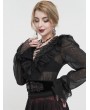 Devil Fashion Black Vintage Gothic Lace Trim Front Split Girdle for Women