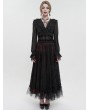 Devil Fashion Black Vintage Gothic Lace Trim Front Split Girdle for Women