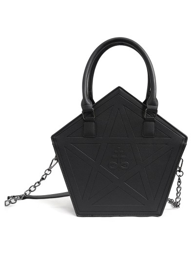 Devil Fashion Black Gothic Punk Pentagram PU Leather Chain Shoulder Bag