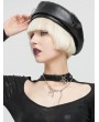 Devil Fashion Black Gothic Punk Faux Leather Stylish Pin Beret Hat