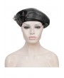 Devil Fashion Black Gothic Punk Faux Leather Stylish Pin Beret Hat