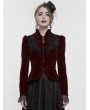 Devil Fashion Wine Red Gothic Vintage Velvet Short Jacket for Women