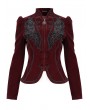 Devil Fashion Wine Red Gothic Vintage Velvet Short Jacket for Women