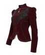 Devil Fashion Wine Red Gothic Vintage Velvet Short Jacket for Women