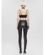 Devil Fashion Black Sexy Gothic Punk Long Slim Fishnet PU Leather Pants for Women