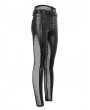 Devil Fashion Black Sexy Gothic Punk Long Slim Fishnet PU Leather Pants for Women