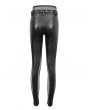 Devil Fashion Black Sexy Gothic Punk Long Slim Fishnet PU Leather Pants for Women