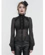 Devil Fashion Black Sexy Gothic Transparent Long Sleeve Blouse for Women