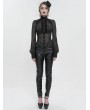 Devil Fashion Black Sexy Gothic Transparent Long Sleeve Blouse for Women