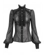 Devil Fashion Black Sexy Gothic Transparent Long Sleeve Blouse for Women