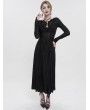 Devil Fashion Black Vintage Gothic Sexy Lace Appliqued Long Sleeve Dress