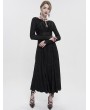 Devil Fashion Black Vintage Gothic Sexy Lace Appliqued Long Sleeve Dress
