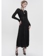 Devil Fashion Black Vintage Gothic Sexy Lace Appliqued Long Sleeve Dress