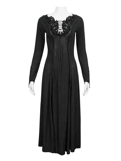 Devil Fashion Black Vintage Gothic Sexy Lace Appliqued Long